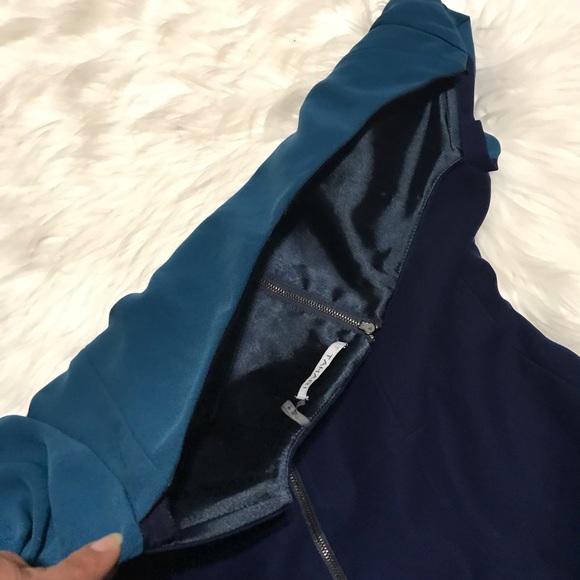 T Tahari Blue Color Block Dress Sz US 8 - Picture 6 of 7